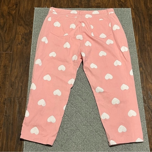 Shein Jeans Womens 4XL Pink High Waisted Hearts Denim Cotton Straight Leg - Picture 7 of 9